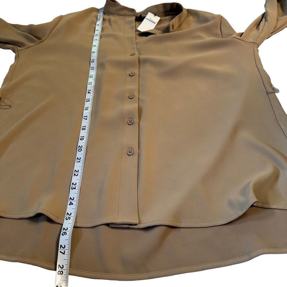 Banana Republic Barely Beige Button Front Balloon Sleeve Blouse w Belt NWT - Picture 7 of 10
